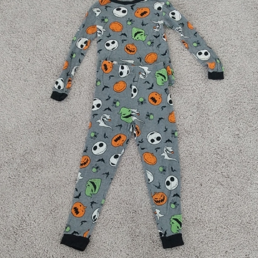 Halloween Pumpkin & Skull Kids One-Piece Pajamas - Gray